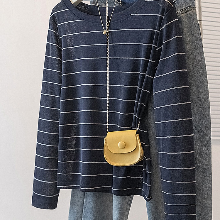 Fashion stripe spring tops lazy loose long sleeve T-shirt