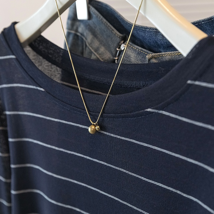 Fashion stripe spring tops lazy loose long sleeve T-shirt