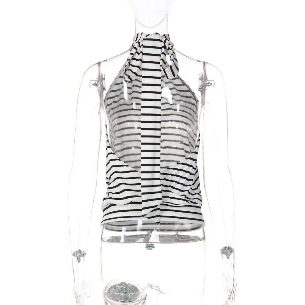 Stripe printing vest fashion personality tops for women