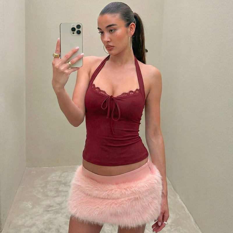 Fashion wrapped chest halter tops for women