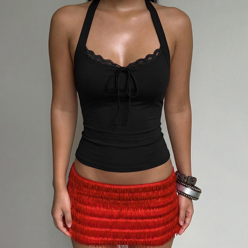 Fashion wrapped chest halter tops for women