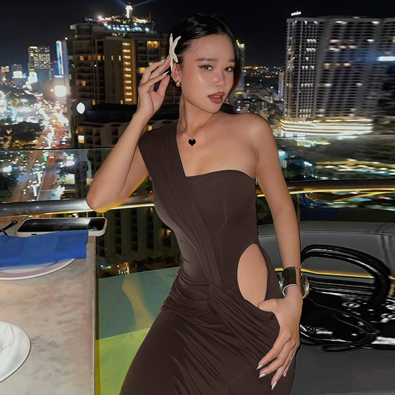 Fashion winter side hollow sexy dress for women