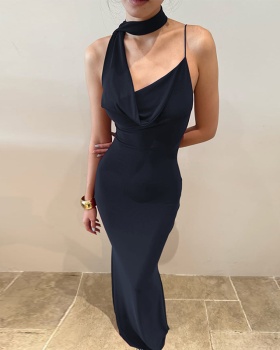 Winter scarf pure V-neck slim sexy halter dress for women