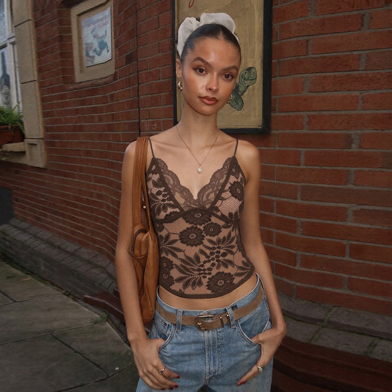 Perspective sling slim wrapped chest lace vest for women