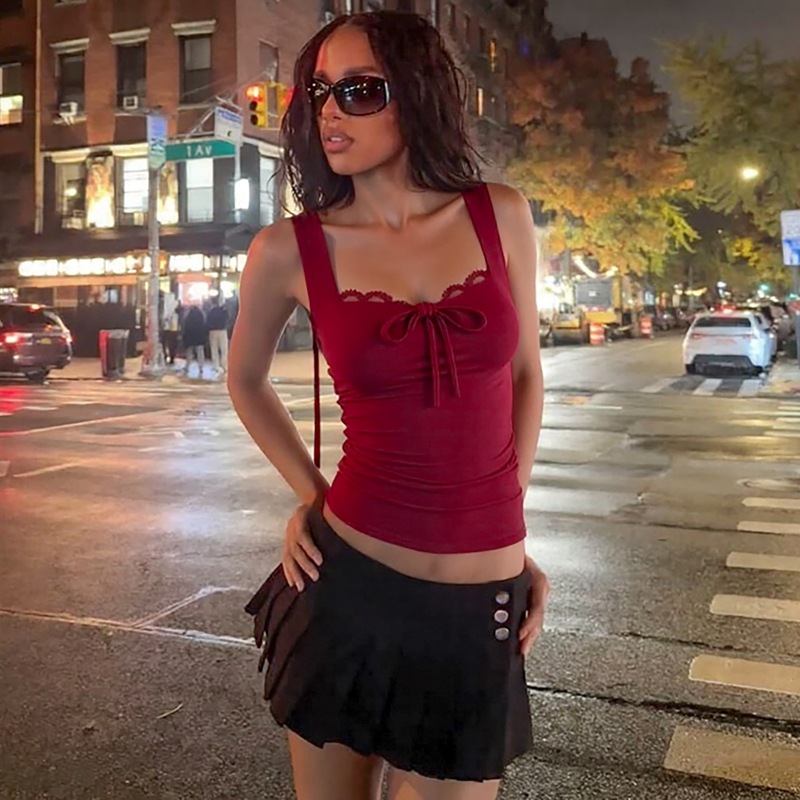 European style slim sexy sling bow winter vest for women