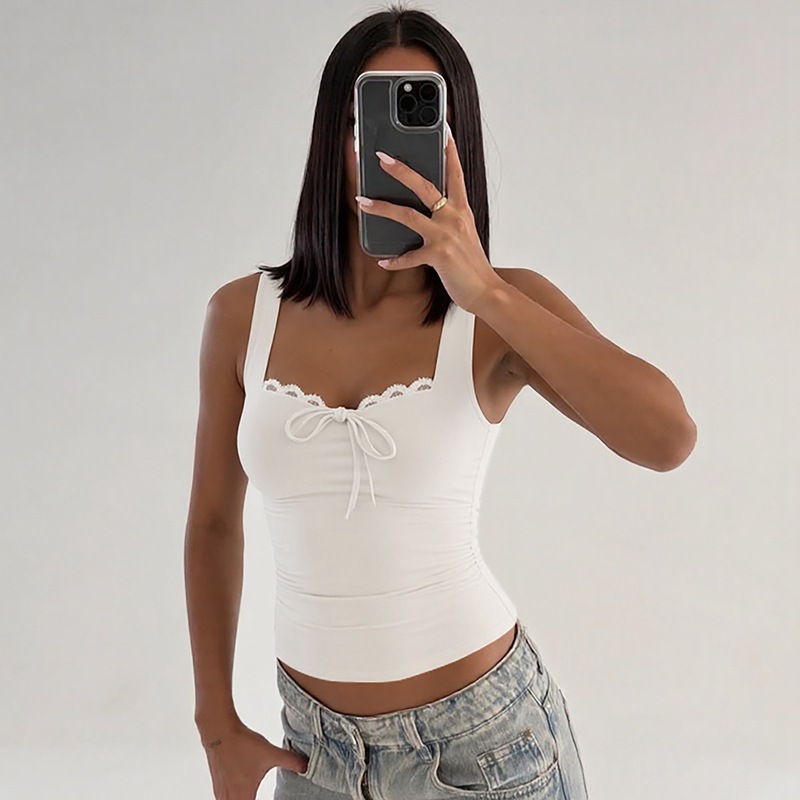 European style slim sexy sling bow winter vest for women