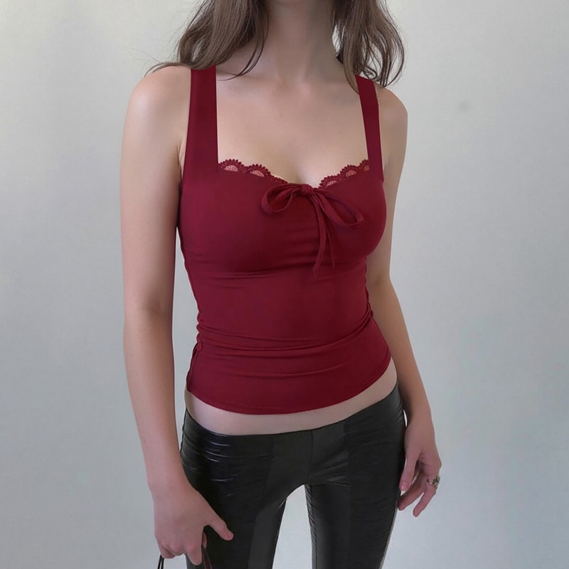 European style slim sexy sling bow winter vest for women