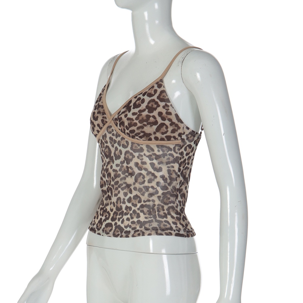 V-neck leopard halter fashion sexy sling vest for women