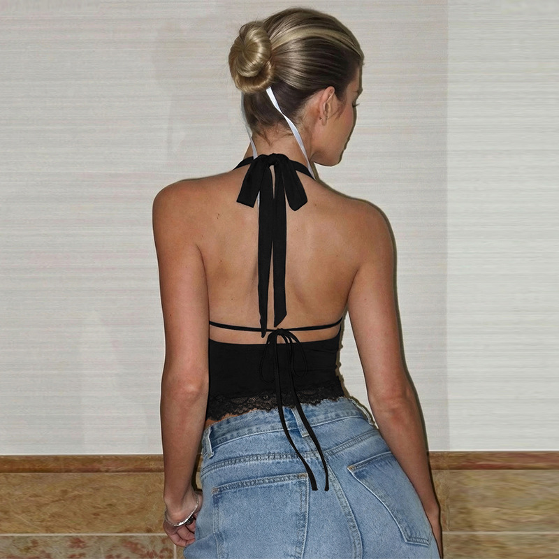 Spicegirl lace slim vest halter sexy splice tops for women