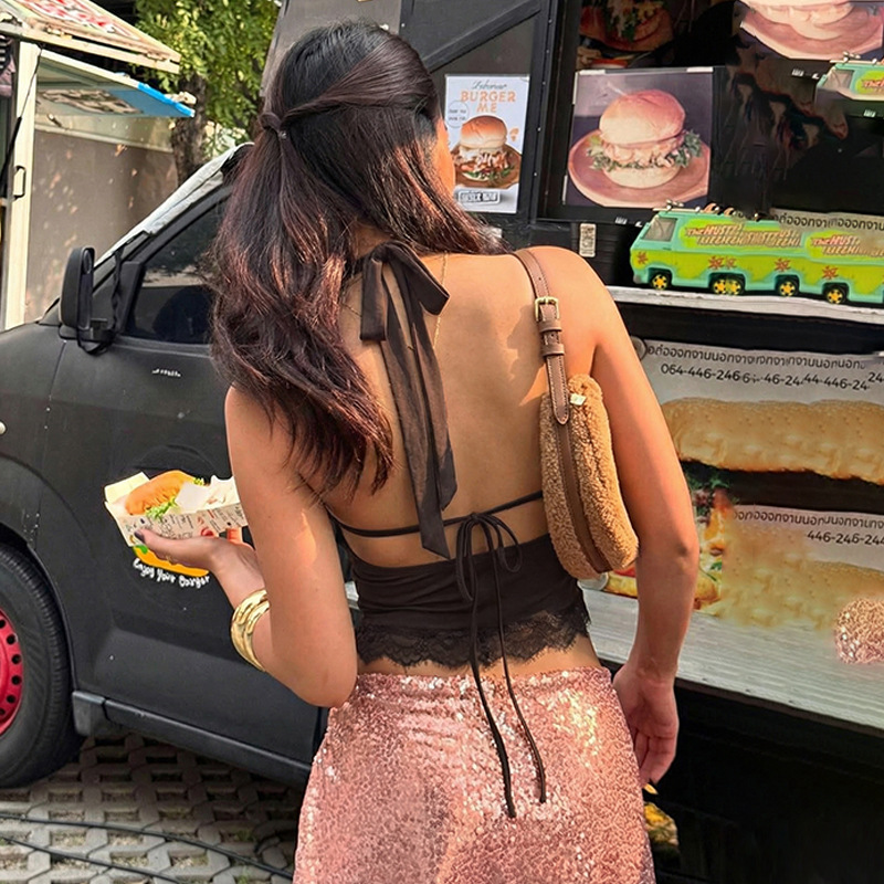 Spicegirl lace slim vest halter sexy splice tops for women