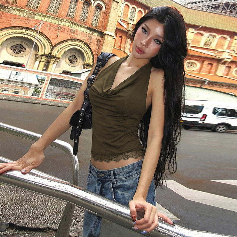 Spicegirl lace slim vest halter sexy splice tops for women