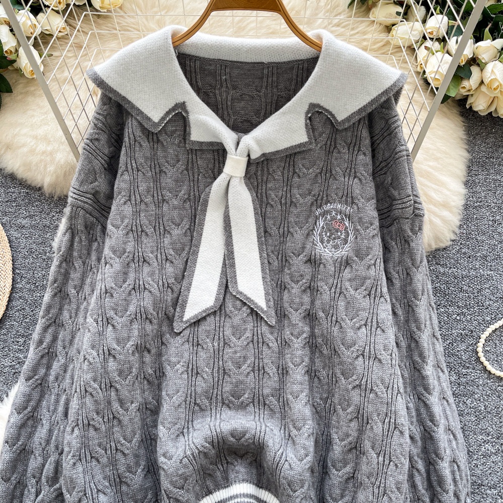 College style lazy Western style loose sweater for women