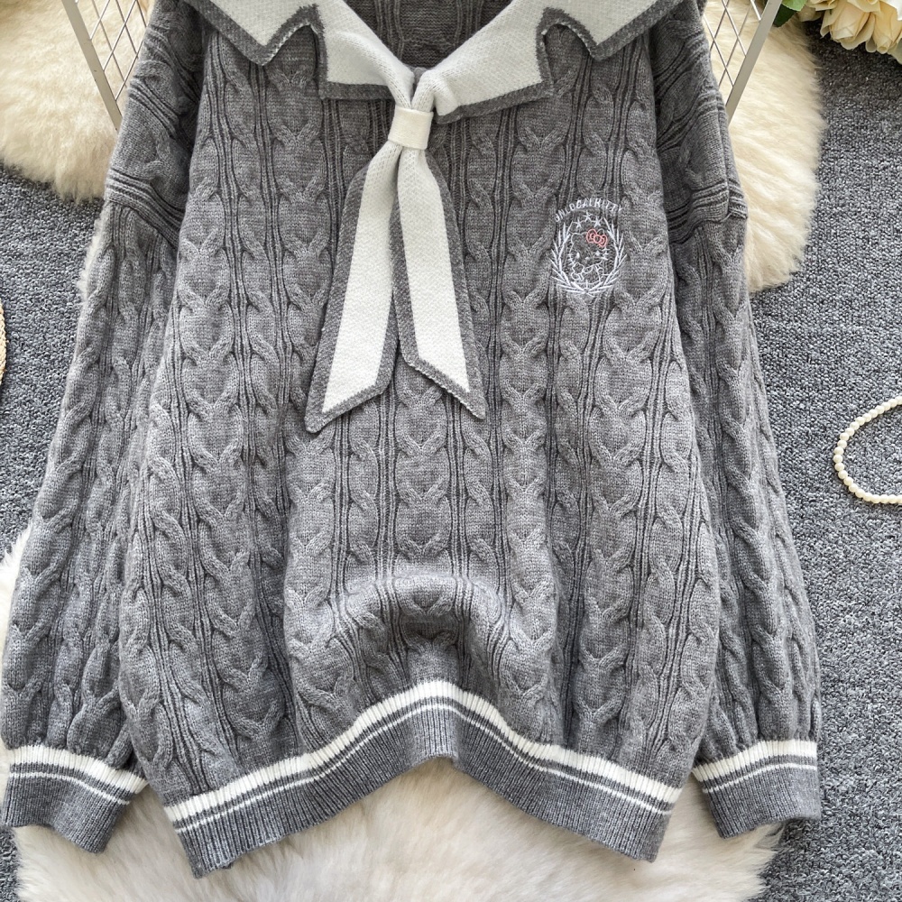 College style lazy Western style loose sweater for women