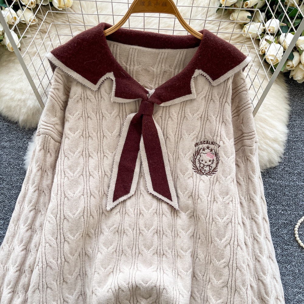 College style lazy Western style loose sweater for women