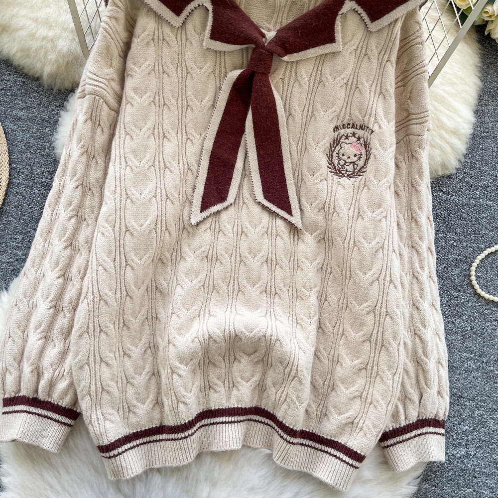 College style lazy Western style loose sweater for women
