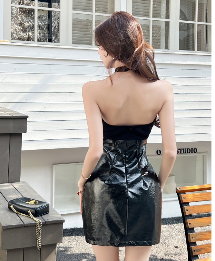 Ladies temperament hollow France style halter dress