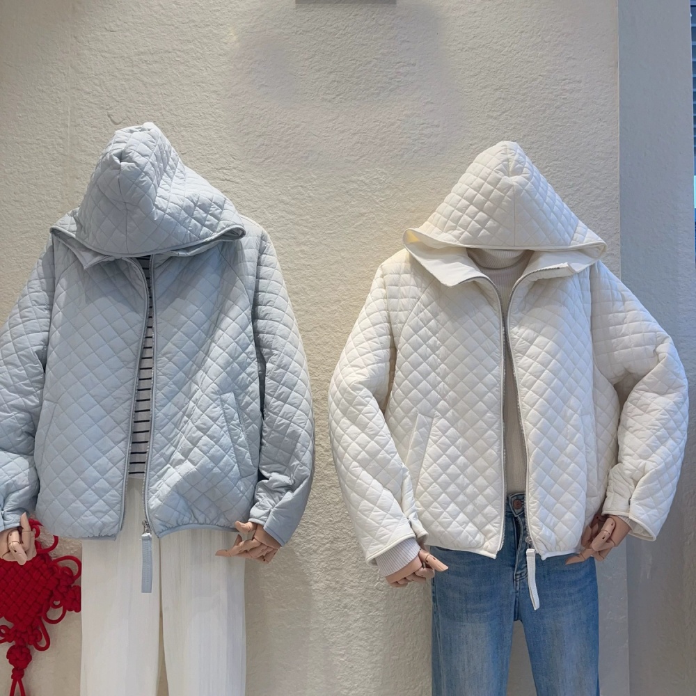 Quilted pattern coat hooded down coat for women