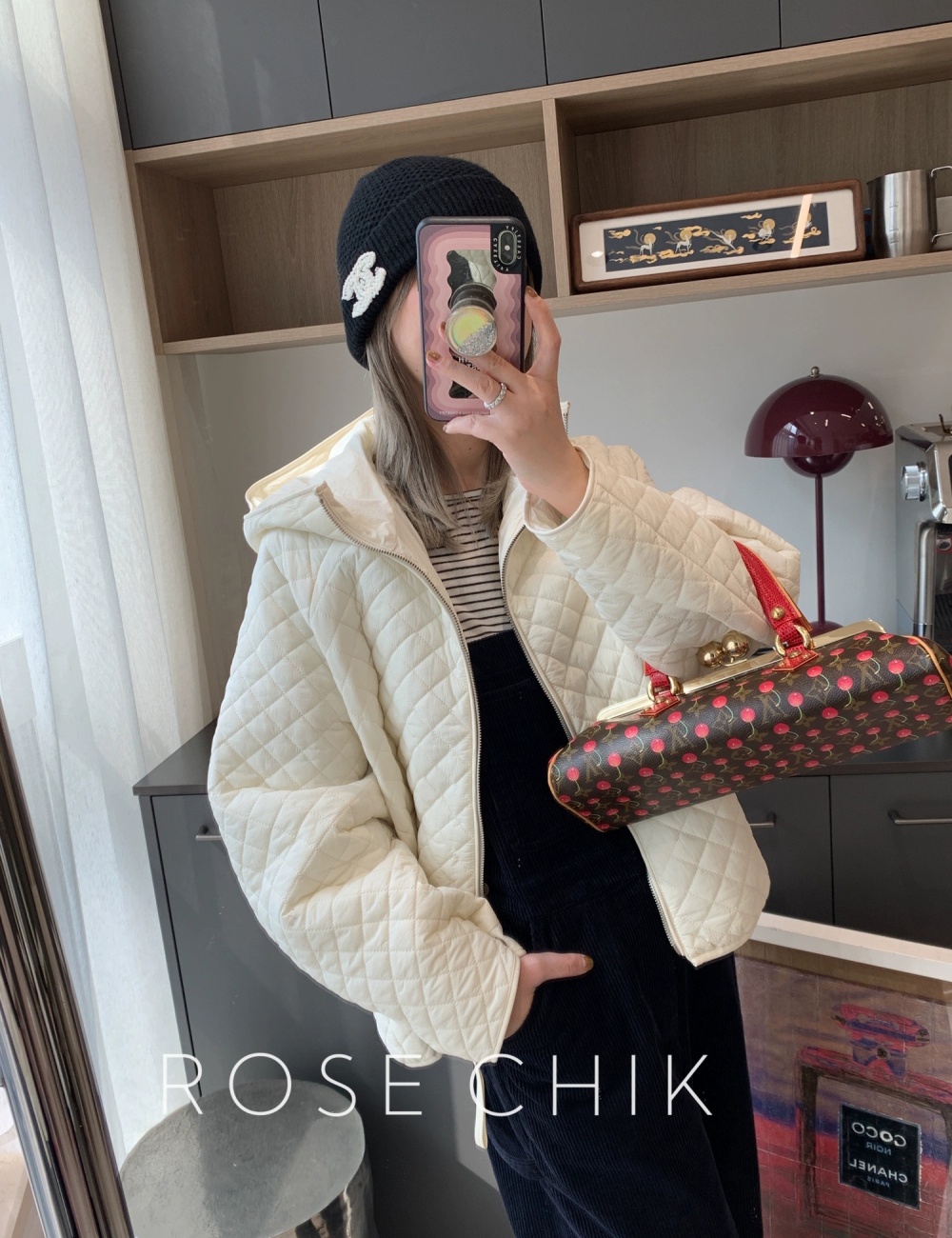 Quilted pattern coat hooded down coat for women
