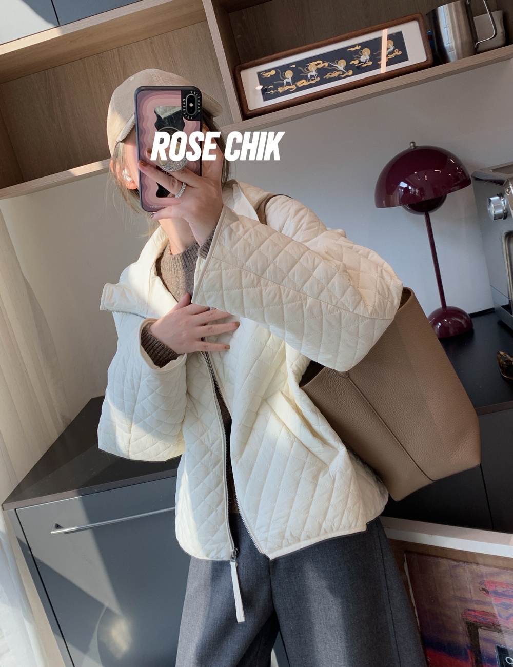 Quilted pattern coat hooded down coat for women