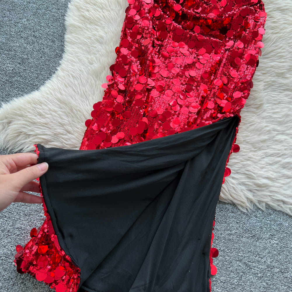 Pinched waist dress sling formal dress for women