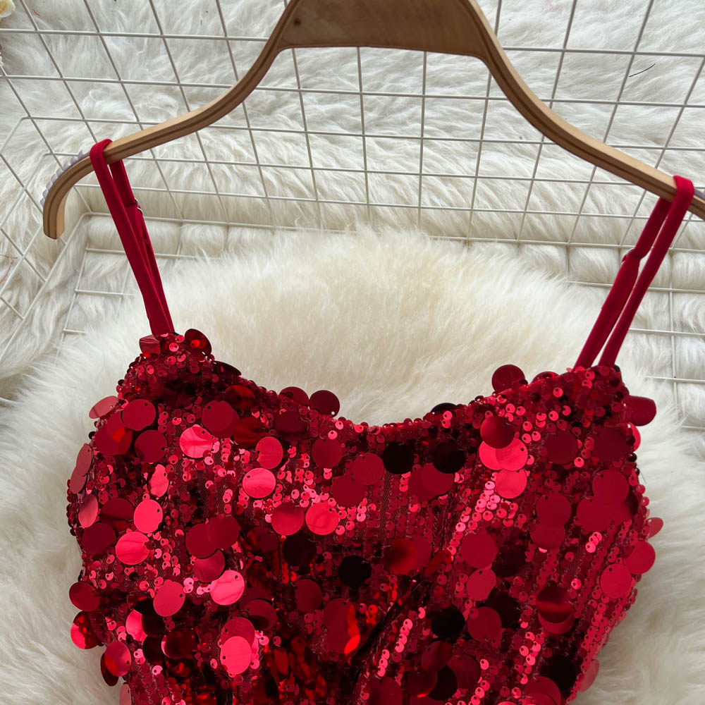 Pinched waist dress sling formal dress for women