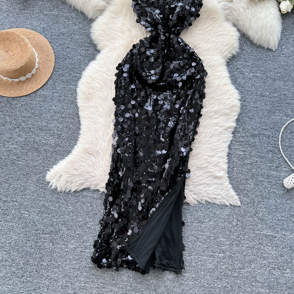 Pinched waist dress sling formal dress for women