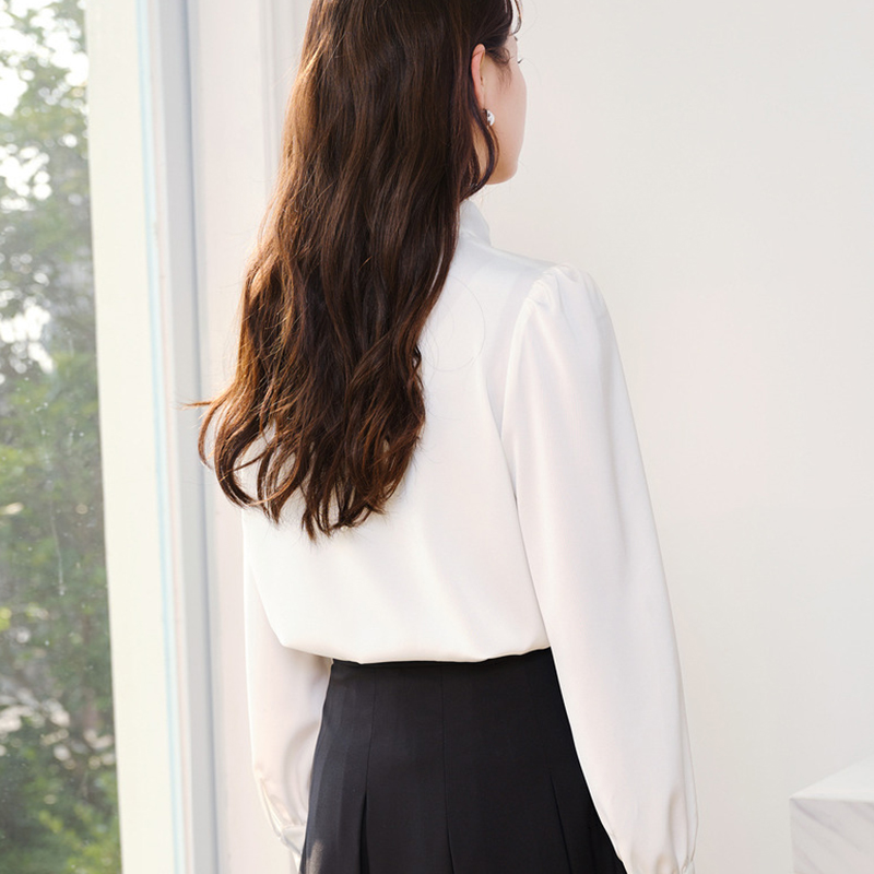 White spring chiffon shirt unique tops for women