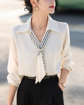 France style commuting shirt satin spring tops