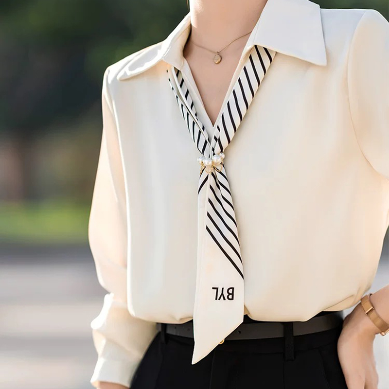 France style commuting shirt satin spring tops
