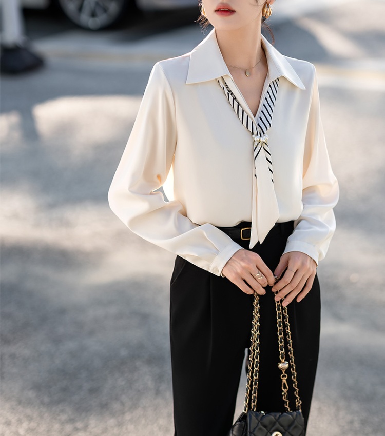 France style commuting shirt satin spring tops