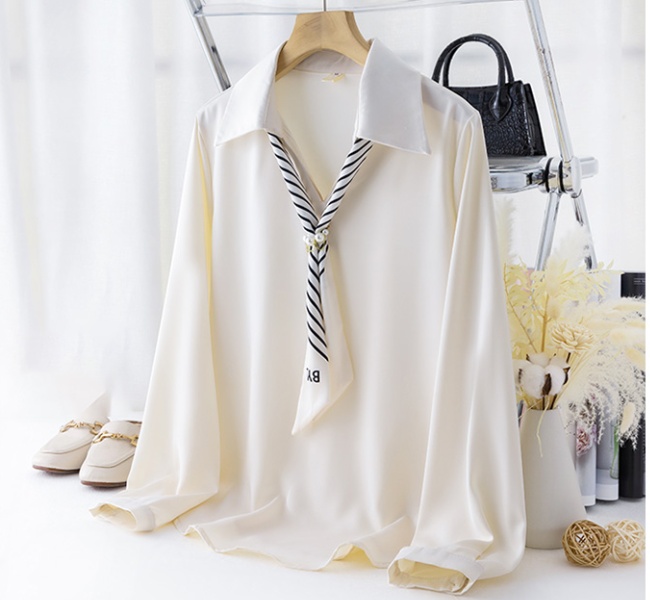 France style commuting shirt satin spring tops