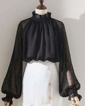 Spring and autumn shirt black tops for women