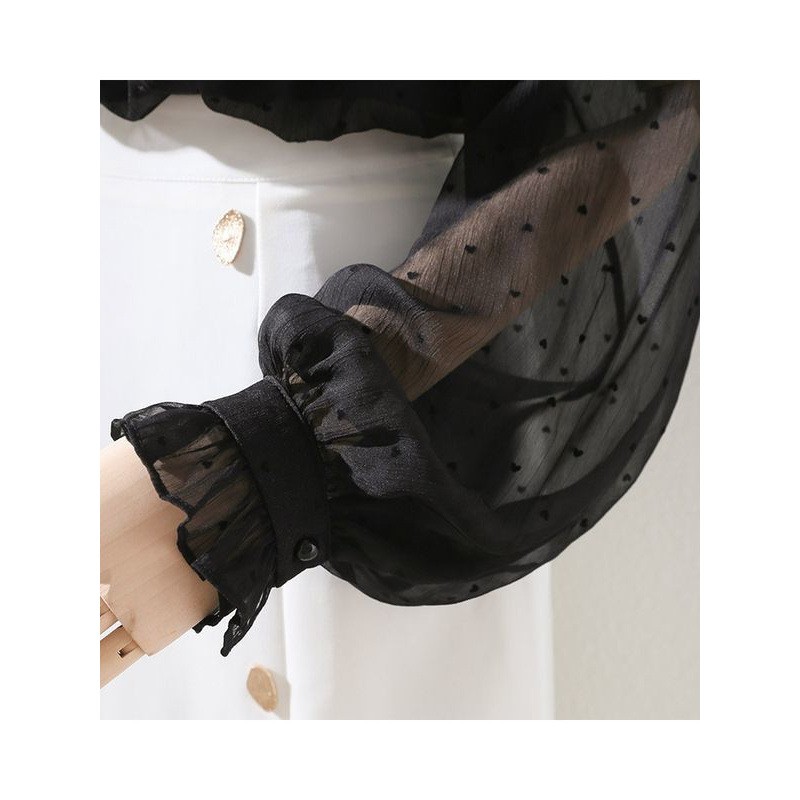 Spring and autumn shirt black tops for women