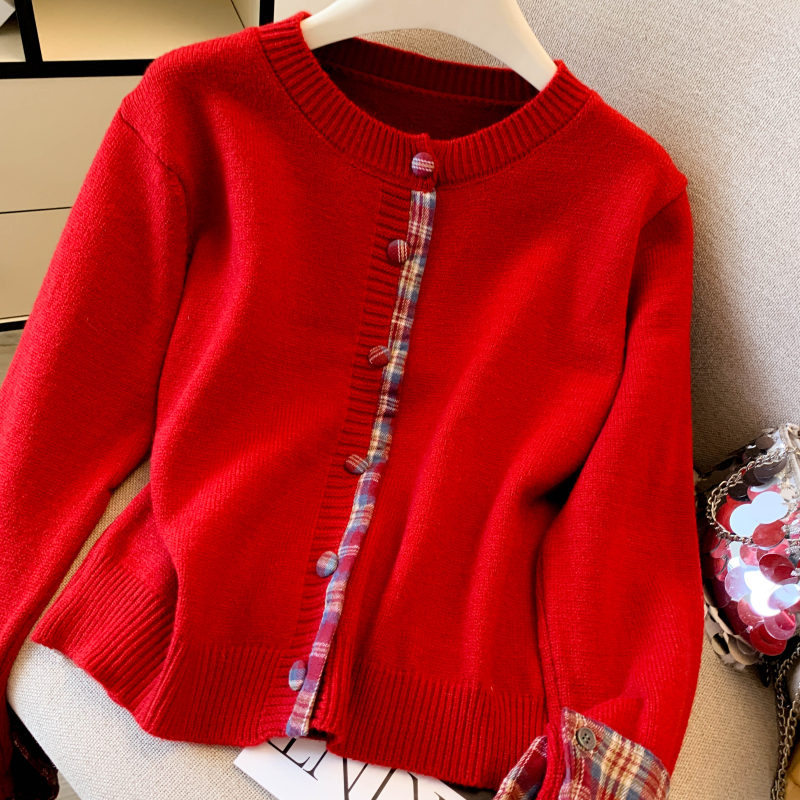 Autumn and winter sweater round neck tops for women