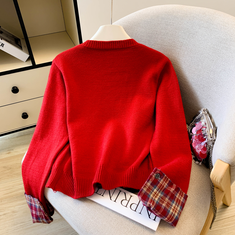 Autumn and winter sweater round neck tops for women
