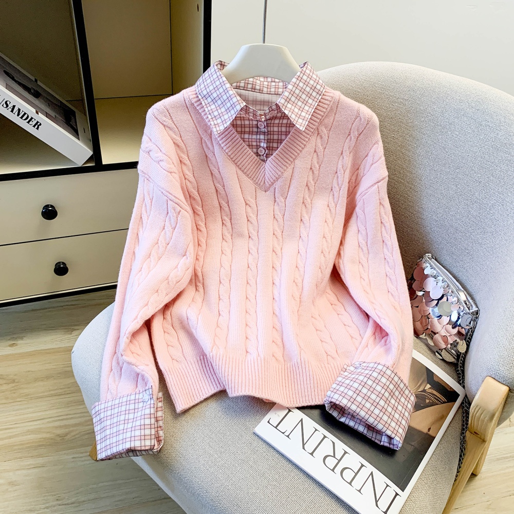 Korean style shirt pink tops for women