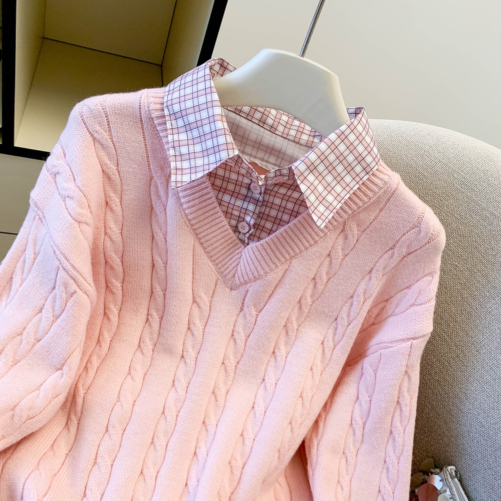 Korean style shirt pink tops for women