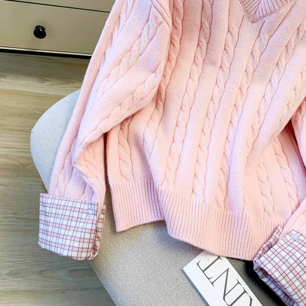 Korean style shirt pink tops for women