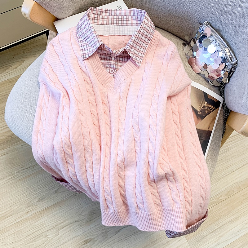 Korean style shirt pink tops for women