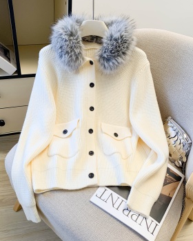 Lazy fur collar all-match tops commuting removable slim coat