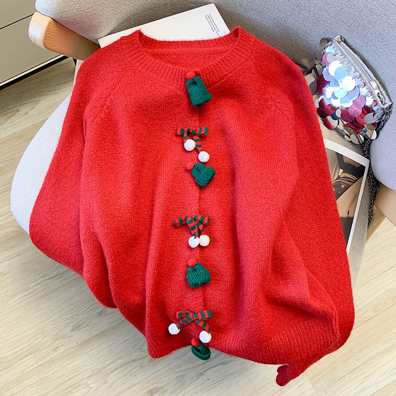 Green unique cardigan christmas knitted sweater