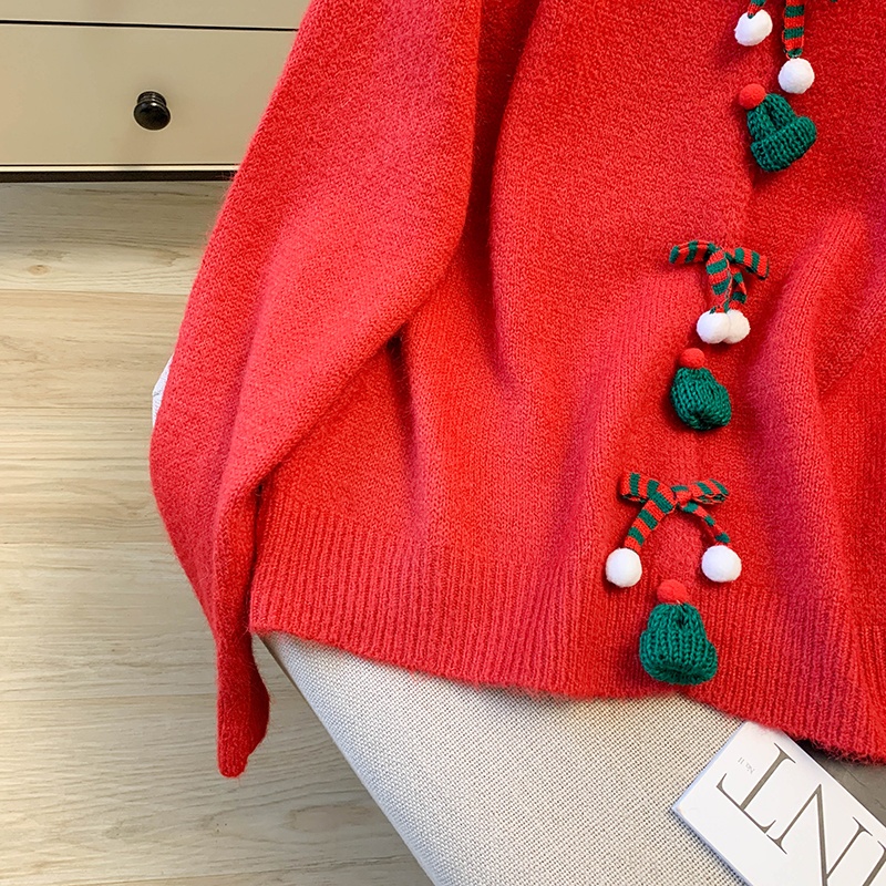 Green unique cardigan christmas knitted sweater