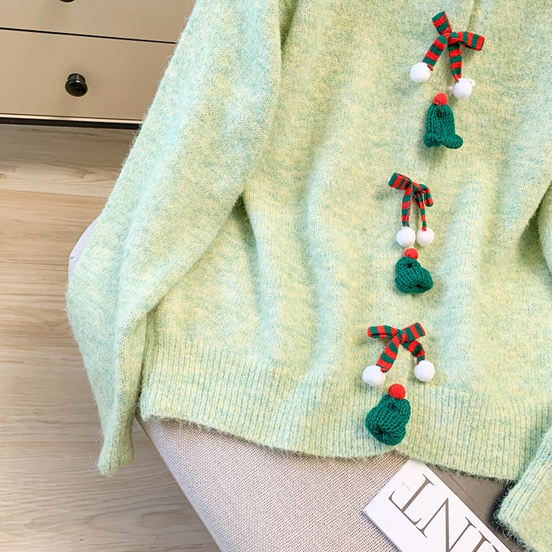 Green unique cardigan christmas knitted sweater