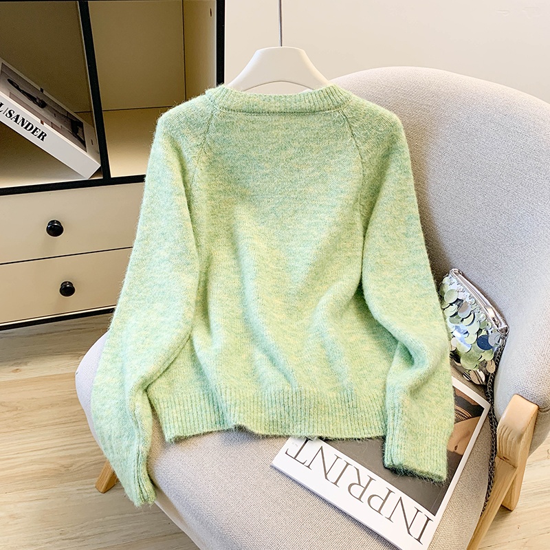 Green unique cardigan christmas knitted sweater