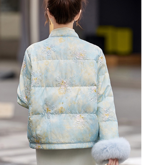 Embroidery fox fur winter Chinese style short down coat