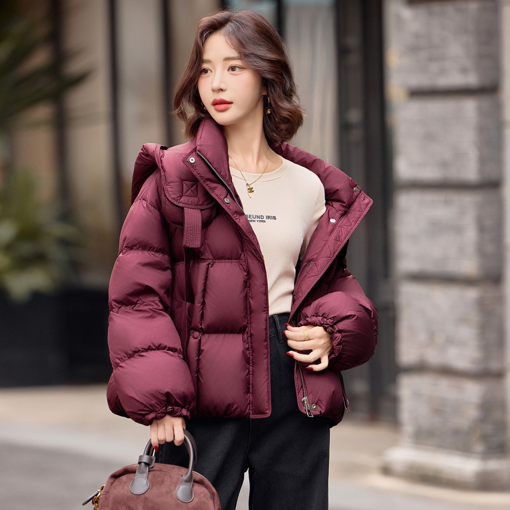 Hooded duck down winter down coat short fashion coat for women