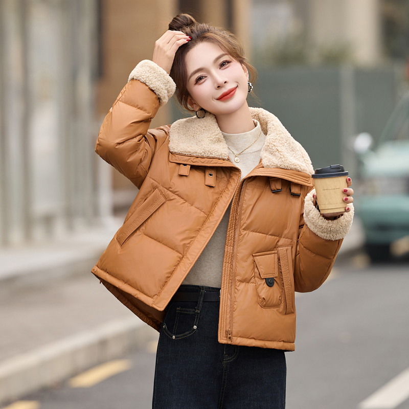 Winter PU coat Western style fashion down coat for women