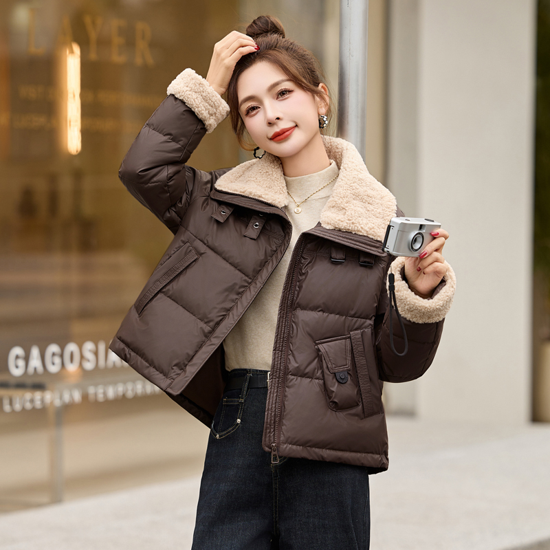 Winter PU coat Western style fashion down coat for women