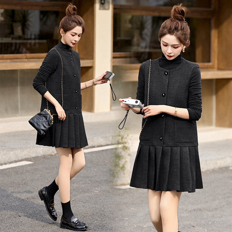 Spring dress chanelstyle sleeveless dress 2pcs set