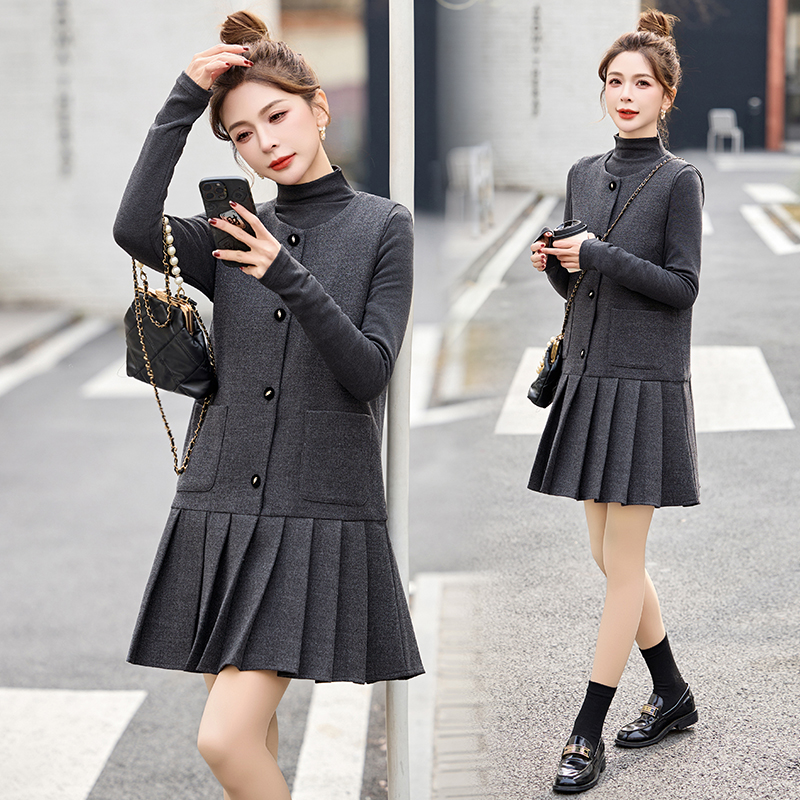 Spring dress chanelstyle sleeveless dress 2pcs set